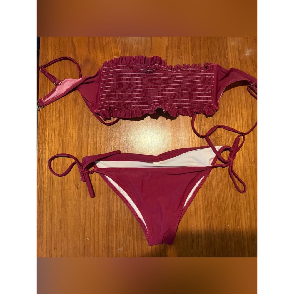 Cupshe size small women maroon burgundy bikini two piece